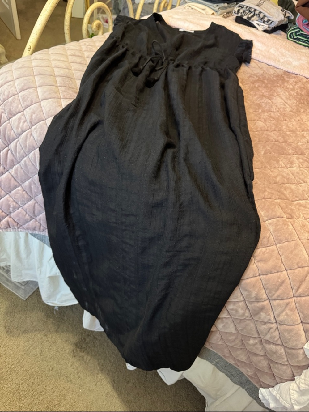 Robin Piccone Black Maxi dress with Tie Waist cover up